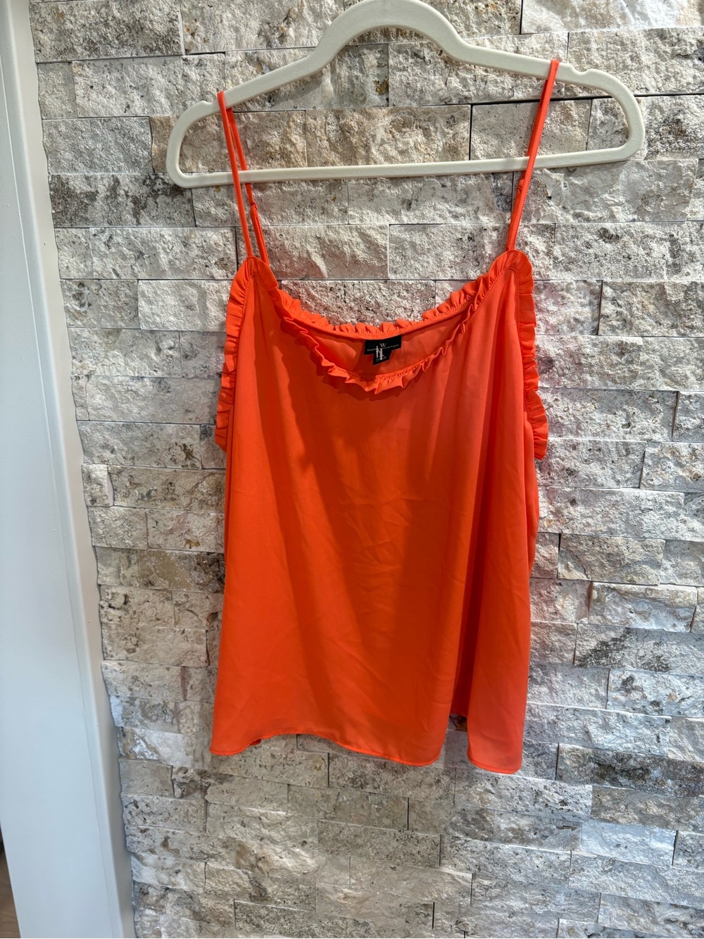 Worthington Orange Ruffle-Trim Spaghetti Strap Camisole size XL